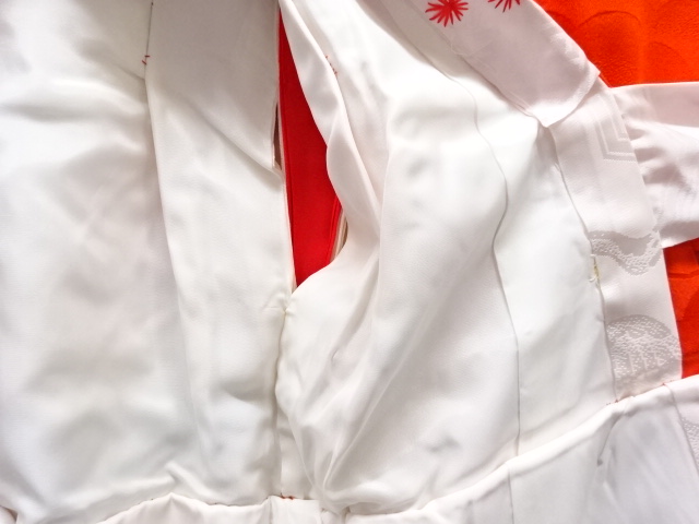  絞り毬に折鶴・花模様刺繍子供着物(内袖・長襦袢・刺繍衿付き)